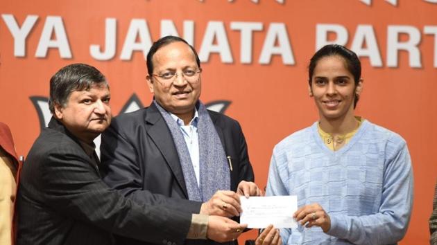 Saina Nehwal joined the Bharatiya Janata Party (BJP) on Wednesday.(Sonu Mehta/HT Photo)