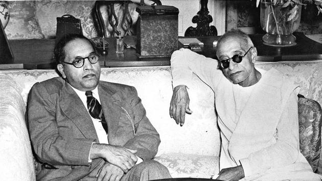 C Rajagopalachari (R), then governor general of India, with law minister BR Ambedkar on June 14, 1948 .(HT archives)