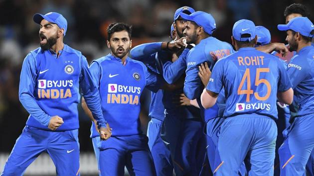 Hamilton: India captain Virat Kohli celebrates.(AP)