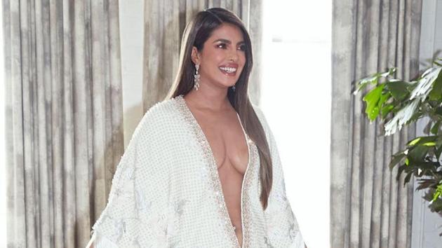 Grammy’s 2020: Priyanka Chopra Jonas’ outfit, which elicited close to 3 million Insta likes, garners mixed reviews from the fashion set . Read on to find out why everyone is so obsessed with plunging necklines.(INSTAGRAM)