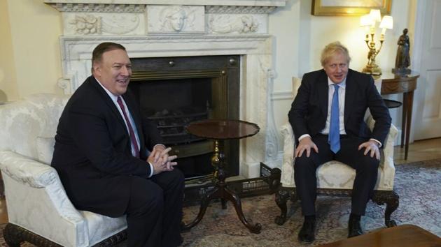 Pompeo is in London on the cusp of Britain's departure from the European Union for talks focused on a post-Brexit free trade deal and the U.K.'s decision to allow the Chinese tech company Huawei to play a role in the country's high-speed wireless network.(AP) Pompeo is in London on the cusp of Britain's departure from the European Union for talks focused on a post-Brexit free trade deal and the U.K.'s decision to allow the Chinese tech company Huawei to play a role in the country's high-speed wireless network.(AP)