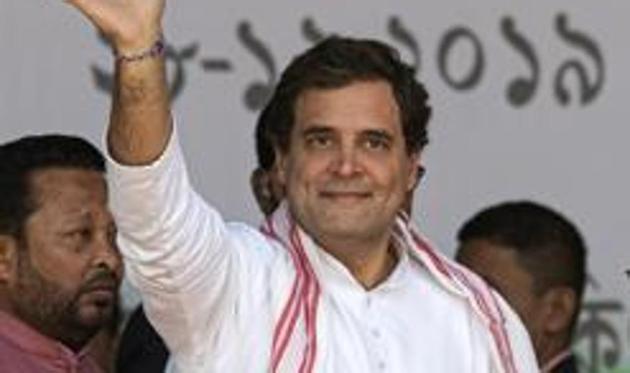 India's opposition Congress party leader Rahul Gandhi waved to the gathering at a rally against the Citizenship Amendment Act in Gauhati in December, 2019.(AP) India's opposition Congress party leader Rahul Gandhi waved to the gathering at a rally against the Citizenship Amendment Act in Gauhati in December, 2019.(AP)