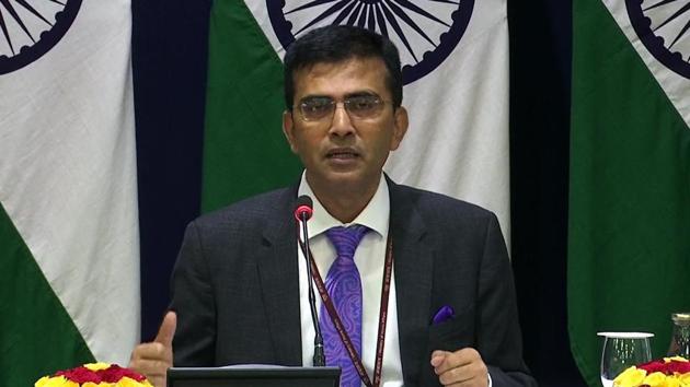 MEA Spokesperson Raveesh Kumar addressing a press conference, in New Delhi.(Photo: ANI)