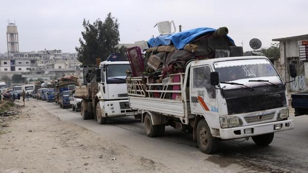 The town of Maaret al-Numan in Idlib province, which had been in rebel hands since 2012, sits on the highway linking Damascus with Aleppo and is considered critical to President Bashar Assad’s forces. The town is now largely empty as a result of intense bombardment in recent weeks. (Ghaith Alsayed / AP) The town of Maaret al-Numan in Idlib province, which had been in rebel hands since 2012, sits on the highway linking Damascus with Aleppo and is considered critical to President Bashar Assad’s forces. The town is now largely empty as a result of intense bombardment in recent weeks. (Ghaith Alsayed / AP)