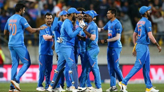 Team India celebrates after New Zealand’s Super Over. (BCCI)