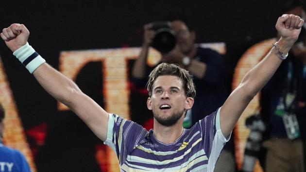 Austria's Dominic Thiem celebrates after defeating Germany's Alexander Zverev.(AP) Austria's Dominic Thiem celebrates after defeating Germany's Alexander Zverev.(AP)
