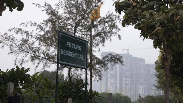 A sign reads “Future Residential” near a property development. At the heart of the economy’s problems is a lingering credit slowdown, made worse by the IL&FS crisis in the shadow banking industry nearly two years ago. Shadow banks — lenders outside the regular financial system that aren’t as tightly regulated as deposit-taking banks — had been responsible for millions of small loans. (Prashanth Vishwanathan / Bloomberg) A sign reads “Future Residential” near a property development. At the heart of the economy’s problems is a lingering credit slowdown, made worse by the IL&FS crisis in the shadow banking industry nearly two years ago. Shadow banks — lenders outside the regular financial system that aren’t as tightly regulated as deposit-taking banks — had been responsible for millions of small loans. (Prashanth Vishwanathan / Bloomberg)