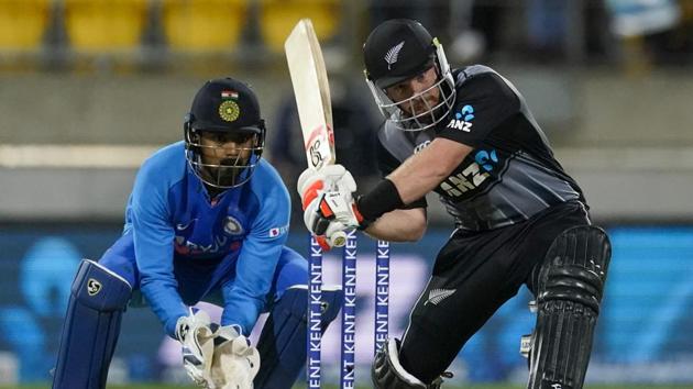 New Zealand's Tim Seifert bats during the Twenty/20 cricket international between India and New Zealand. (AP)