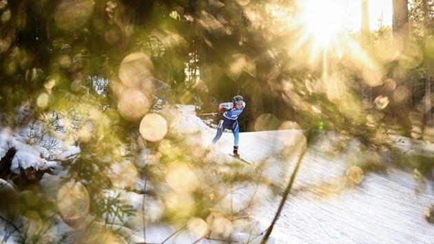 Elisa Gasparin of Switzerland competes during the IBU Biathlon World Cup Women 15 km Individual event at Pokljuka, Slovenia. (Jure Makovec / AFP) Elisa Gasparin of Switzerland competes during the IBU Biathlon World Cup Women 15 km Individual event at Pokljuka, Slovenia. (Jure Makovec / AFP)