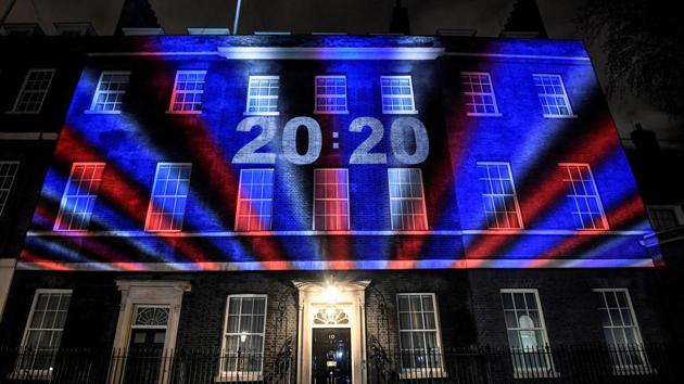 A countdown clock is illuminated at 10 Downing Street on Brexit day in London, Britain. (REUTERS) A countdown clock is illuminated at 10 Downing Street on Brexit day in London, Britain. (REUTERS)