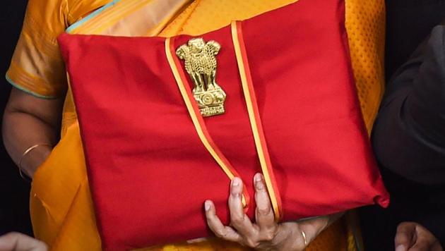 Union Finance Minister Nirmala Sitharaman arrives at Parliament to present the Union Budget 2020-21 in the Lok Sabha, in New Delhi on Saturday.(Photo: PTI)