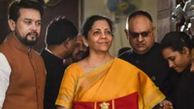 Finance Minister Nirmala Sitharaman with her deputy Anurag Thakur and a team of officials ahead of the Union Budget in New Delhi on Saturday. Lack of adequate funds could hit the military’s modernization programmes, experts have said.(PTI PHOTO.) Finance Minister Nirmala Sitharaman with her deputy Anurag Thakur and a team of officials ahead of the Union Budget in New Delhi on Saturday. Lack of adequate funds could hit the military’s modernization programmes, experts have said.(PTI PHOTO.)