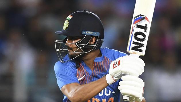 India's Manish Pandey batting during the Twenty/20 cricket international between India and New Zealand in Auckland, New Zealand, Friday, Jan. 24, 2020.(AP)