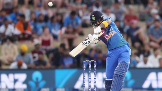 India’s KL Rahul plays a shot during the fifth Twenty20 cricket match.(AFP) India’s KL Rahul plays a shot during the fifth Twenty20 cricket match.(AFP)