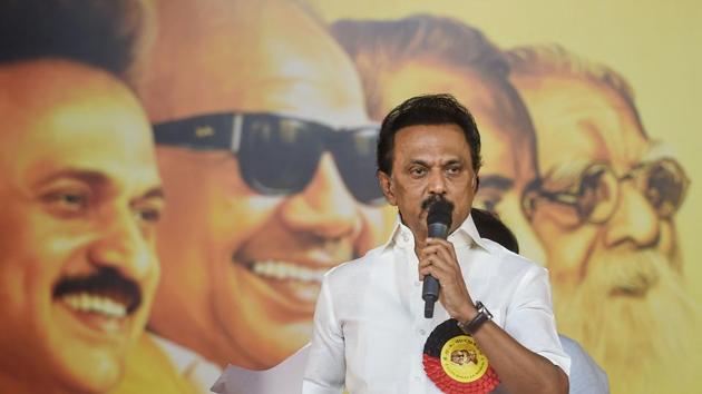 Dravida Munnetra Kazhagam (DMK) President MK Stalin addresses during the party's general council meeting, in Chennai. (PTI) Dravida Munnetra Kazhagam (DMK) President MK Stalin addresses during the party's general council meeting, in Chennai. (PTI)