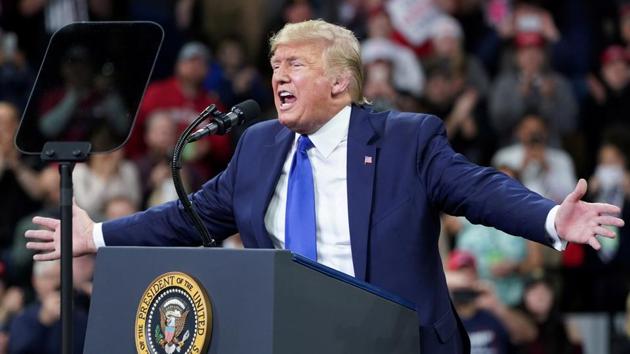 US President Donald Trump was impeached by the House of Representatives last December for abusing the powers of his office to coerce Ukraine to investigate his political rivals and for obstructing Congress’s inquiry into it. (REUTERS PHOTO.) US President Donald Trump was impeached by the House of Representatives last December for abusing the powers of his office to coerce Ukraine to investigate his political rivals and for obstructing Congress’s inquiry into it. (REUTERS PHOTO.)