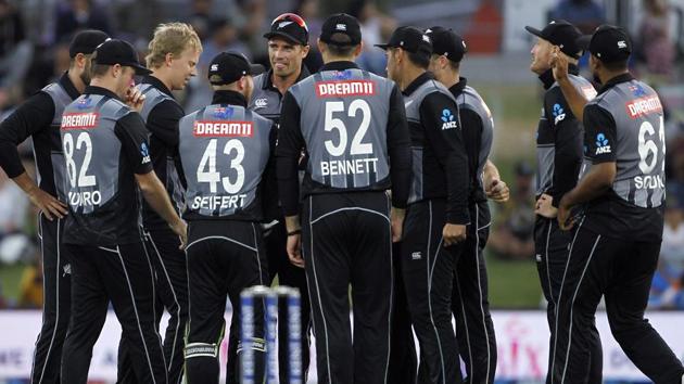 Scott Kuggeleijn of New Zealand celebrates the wicket of Sanju Samson. (ANI) Scott Kuggeleijn of New Zealand celebrates the wicket of Sanju Samson. (ANI)