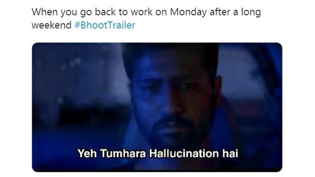 Vicky Kaushal and Bhumi Pednekar starrer Bhoot: The Haunted Ship trailer has created a stir online.(Twitter/@KartikPatadia69)