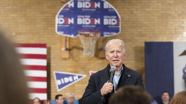 Former U.S. Vice President Joe Biden, 2020 Democratic presidential candidate, speaks during a campaign event in Cedar Rapids, Iowa, U.S., on Saturday, Feb. 1, 2020.(Bloomberg) Former U.S. Vice President Joe Biden, 2020 Democratic presidential candidate, speaks during a campaign event in Cedar Rapids, Iowa, U.S., on Saturday, Feb. 1, 2020.(Bloomberg)