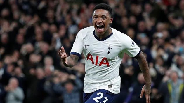 Tottenham Hotspur's Steven Bergwijn celebrates scoring their first goal.(REUTERS)