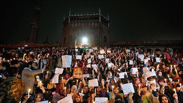 People participating in an anti-CAA protest at Delhi’s Jama Masjid, January, 2020. (HT File Photo) People participating in an anti-CAA protest at Delhi’s Jama Masjid, January, 2020. (HT File Photo)