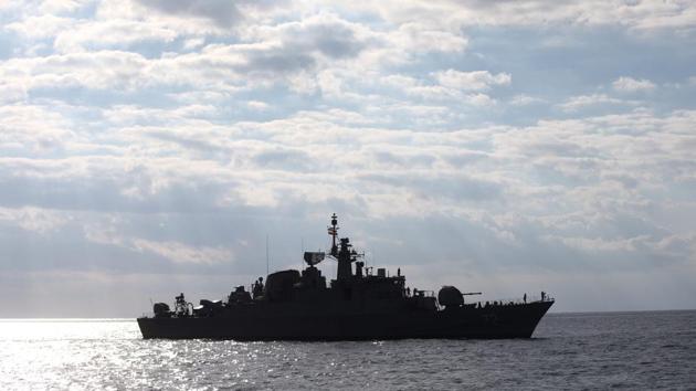 A warships sails in the Sea of Oman.(Reuters)