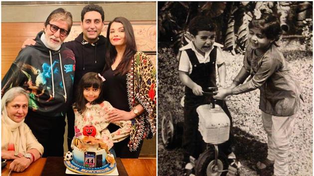 Abhishek Bachchan celebrates birthday with wife Aishwarya Rai Bachchan, daughter Aaradhya and parents Jaya and Amitabh Bachchan.