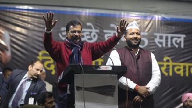 Chief Minister Arvind Kejriwal at a poll rally in Delhi. (Photo @AamAadmiParty) Chief Minister Arvind Kejriwal at a poll rally in Delhi. (Photo @AamAadmiParty)