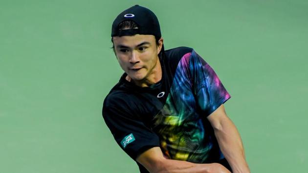 Pune, India - Feb. 5, 2020: Taro Daniel of Japan in action against S.Mukund of India. (Sanket Wankhade/HT PHOTO) Pune, India - Feb. 5, 2020: Taro Daniel of Japan in action against S.Mukund of India. (Sanket Wankhade/HT PHOTO)
