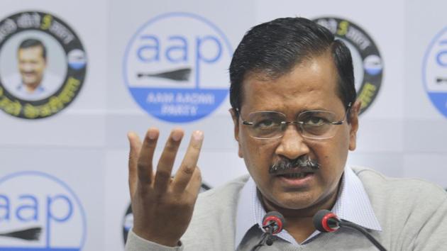 Delhi Chief Minister and AAP convenor Arvind Kejriwal took a dig at the BJP by invoking lord Hanuman.(PTI Photo) Delhi Chief Minister and AAP convenor Arvind Kejriwal took a dig at the BJP by invoking lord Hanuman.(PTI Photo)