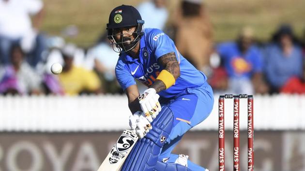 India's KL Rahul bats during a One Day International cricket between India and New Zealand at Seddon Oval in Hamilton, New Zealand.(AP)