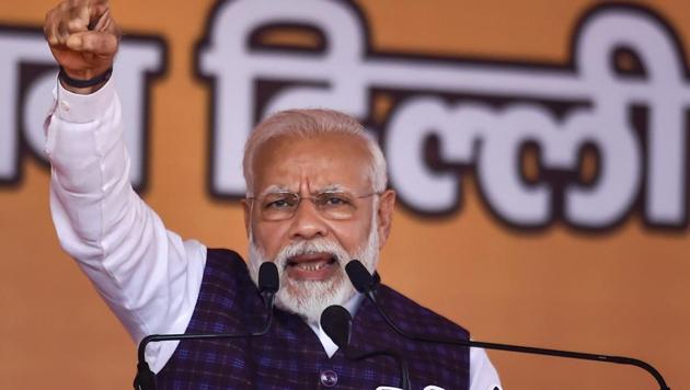 Prime Minister Narendra Modi during an election campaign rally ahead of the State Assembly polls, at Dwarka in New Delhi, Tuesday, Feb. 4, 2020. (PTI) Prime Minister Narendra Modi during an election campaign rally ahead of the State Assembly polls, at Dwarka in New Delhi, Tuesday, Feb. 4, 2020. (PTI)