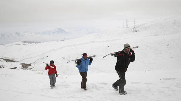 The mountain, known as Kohe Koregh, was used by the Afghan Mujahideen, or holy warriors, to rain artillery and rockets down on Kabul during the Afghan civil war in the 1990s. (Rahmat Gul / AP)