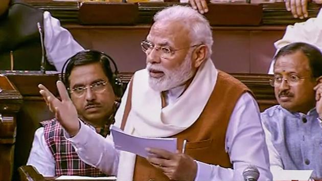 Prime Minister Narendra Modi speaks during the Motion of Thanks on the President's Address in the Rjya Sabha, in New Delhi, Thursday, Feb. 6, 2020. (PTI photo/Screengrab) Prime Minister Narendra Modi speaks during the Motion of Thanks on the President's Address in the Rjya Sabha, in New Delhi, Thursday, Feb. 6, 2020. (PTI photo/Screengrab)