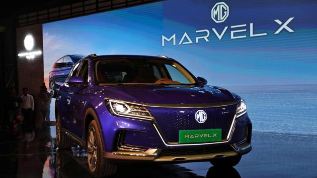 MG Motor India unveiled its futuristic concept car Marvel X, the world’s first mass-production model to achieve Level-3 Intelligent Driving. The company also showcased a global line-up of 14 products and may introduce some of them in the country based on consumer response, said MG Motor India president and managing director Rajeev Chaba. (Anushree Fadnavis / REUTERS)