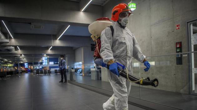 Disinfection equipment is carried by a worker as precautionary measures against the spreading of novel coronavirus, at Budapest Liszt Ferenc International Airport in Budapest, Hungary on Feb. 5, 2020. (AP File Photo) Disinfection equipment is carried by a worker as precautionary measures against the spreading of novel coronavirus, at Budapest Liszt Ferenc International Airport in Budapest, Hungary on Feb. 5, 2020. (AP File Photo)