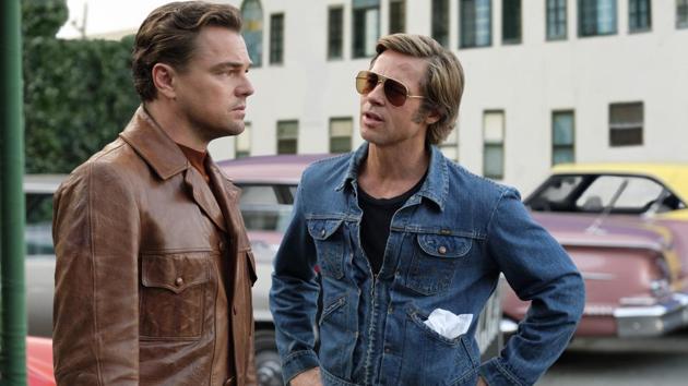 This image released by Sony Pictures shows Leonardo DiCaprio, left, and Brad Pitt in a scene from Once Upon a Time in Hollywood.(AP)