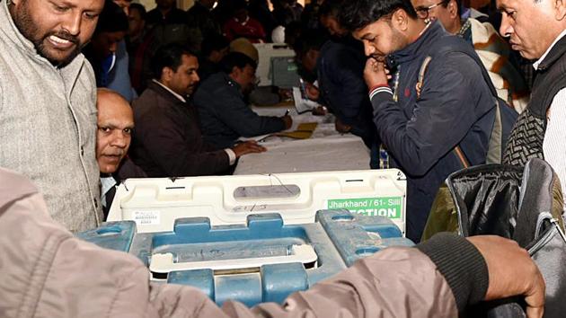 Polling officials collecting the Electronic Voting Machine (EVMs) and other necessary inputs required for polls. (ANI Photo/Representative Picture) Polling officials collecting the Electronic Voting Machine (EVMs) and other necessary inputs required for polls. (ANI Photo/Representative Picture)