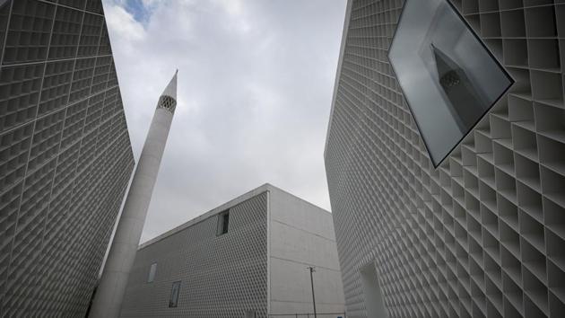 The minaret and buildings of Slovenia’s first mosque, designed by the Bevk Perovic Arhitekti architecture firm, in Ljubljana. Slovenia’s first mosque opened its doors in the capital Ljubljana on February 3, more than 50 years after the initial request to build it was made. (Jure Makovec / AFP)