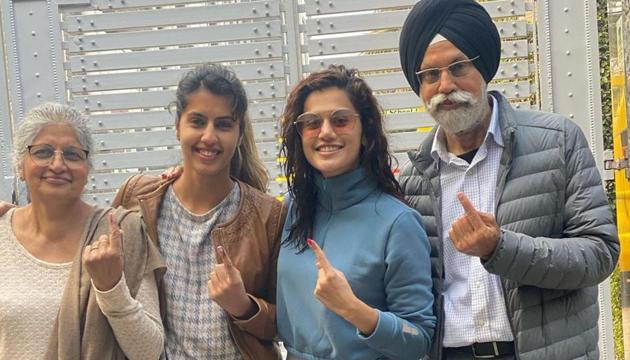 Taapsee Pannu shared a picture after casting her vote in Delhi.