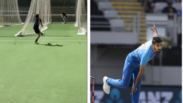 New Zealand kid nails Jasprit Bumrah’s action.(AP/HT Collage)