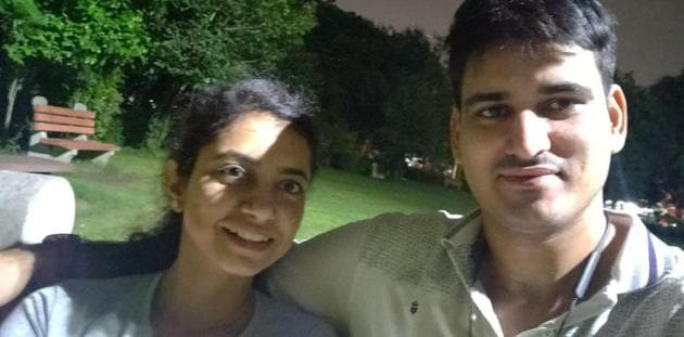 A file photo of Delhi Police sub inspectors Preeti Ahlawat and Deepanshu Rathee. The morning after Preeti was shot dead, police found Deepanshu’s body with a gunshot wound in the head in a car in neighbouring Sonepat district. (HT Photo) A file photo of Delhi Police sub inspectors Preeti Ahlawat and Deepanshu Rathee. The morning after Preeti was shot dead, police found Deepanshu’s body with a gunshot wound in the head in a car in neighbouring Sonepat district. (HT Photo)