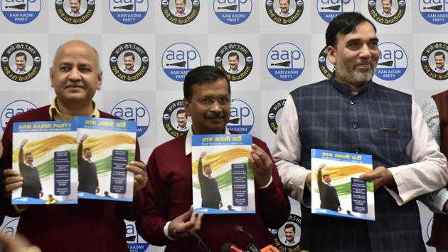 The Arvind Kejriwal-led AAP had showcased its development work to woo voters in a bid to recapture the seat of power in the Delhi Assembly Election.(Mohd Zakir/HT PHOTO)