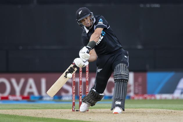 Black Caps' Ross Taylor bats during a One Day International cricket between India and New Zealand at Eden Park in Auckland. (AP)
