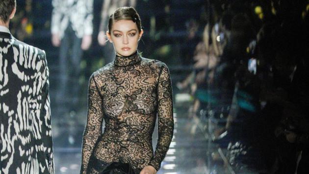 Gigi Hadid walks the runway during the Tom Ford AW20 Show at Milk Studios in Los Angeles. (REUTERS)