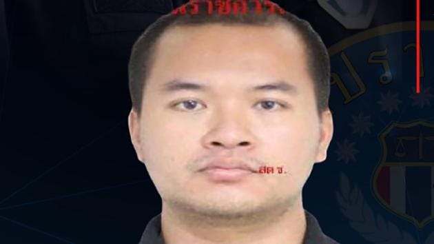 This is a photo of a wanted poster released by Crime Suppression Division of The Royal Thai Police on Saturday, Feb. 8, 2020 showing the suspect in a mass shooting in Northeastern Thailand. (AP) This is a photo of a wanted poster released by Crime Suppression Division of The Royal Thai Police on Saturday, Feb. 8, 2020 showing the suspect in a mass shooting in Northeastern Thailand. (AP)