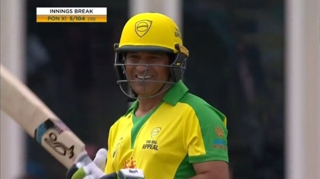 Sachin Tendulkar bats during Sunday’s Big Appeal double-header.(Twitter)