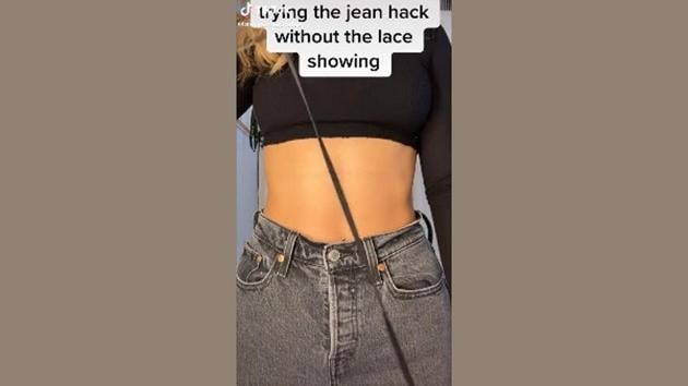 TikToker reveals hack for high-waisted jeans that are a little too