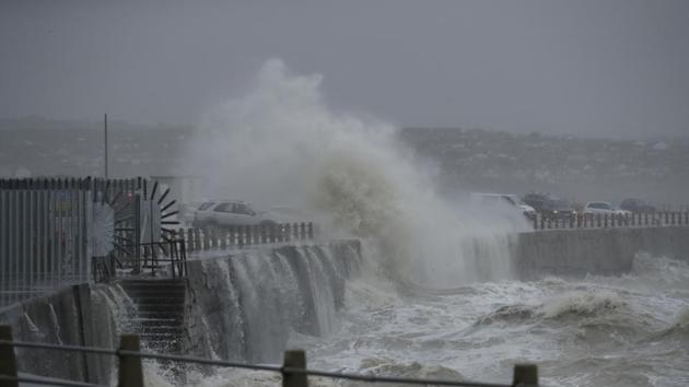 Trains, flights and ferries have been cancelled and weather warnings issued across the United Kingdom and in northern Europe as the storm with winds expected to reach hurricane levels batters the region. (AP Photo/Matt Dunham) (AP) Trains, flights and ferries have been cancelled and weather warnings issued across the United Kingdom and in northern Europe as the storm with winds expected to reach hurricane levels batters the region. (AP Photo/Matt Dunham) (AP)
