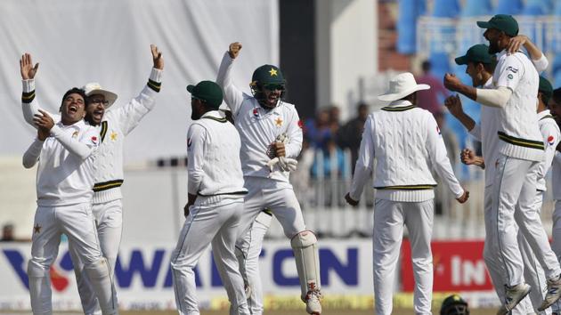 Pakistan players celebrate. (AP) Pakistan players celebrate. (AP)